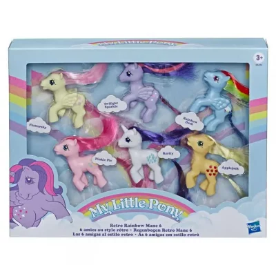 My Little Pony Retro Rainbow Mane Dash Applejack Pinkie Rarity Twilight Sparkle