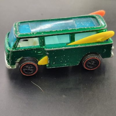Vintage 1969 Redline Hot Wheels VW Beach Bomb Green, White Interior