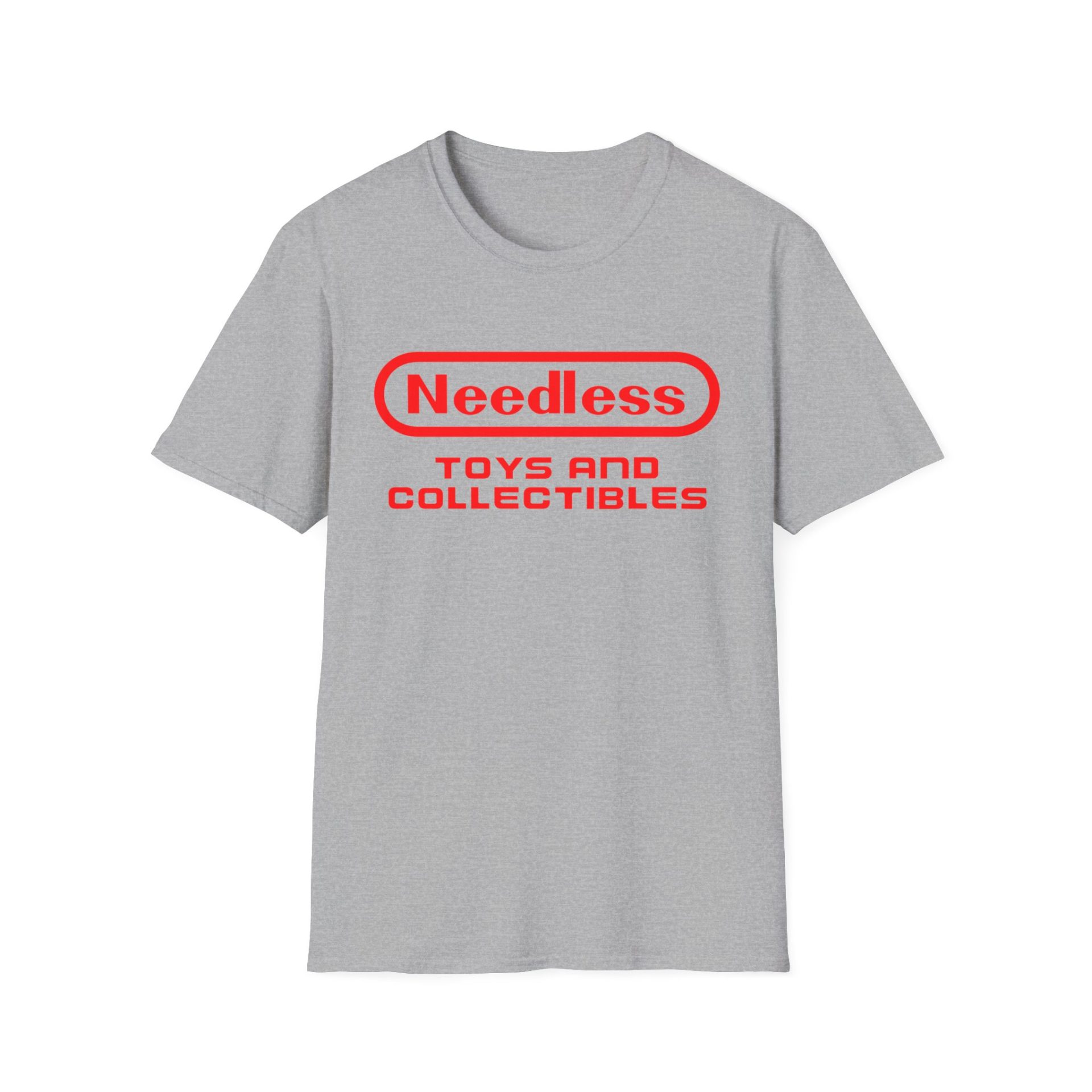 Retro Gamer Red Needless Toys Logo Softstyle T-Shirt - Image 3