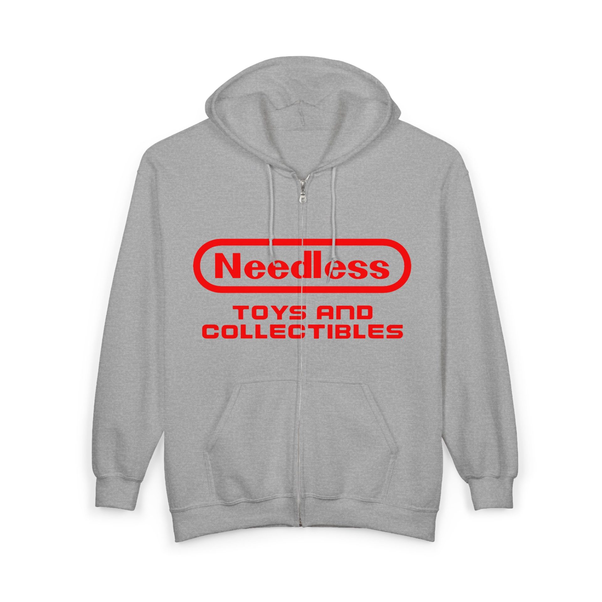 Retro Gamer Red Needless Toys Logo Zip Hoodie - Image 4