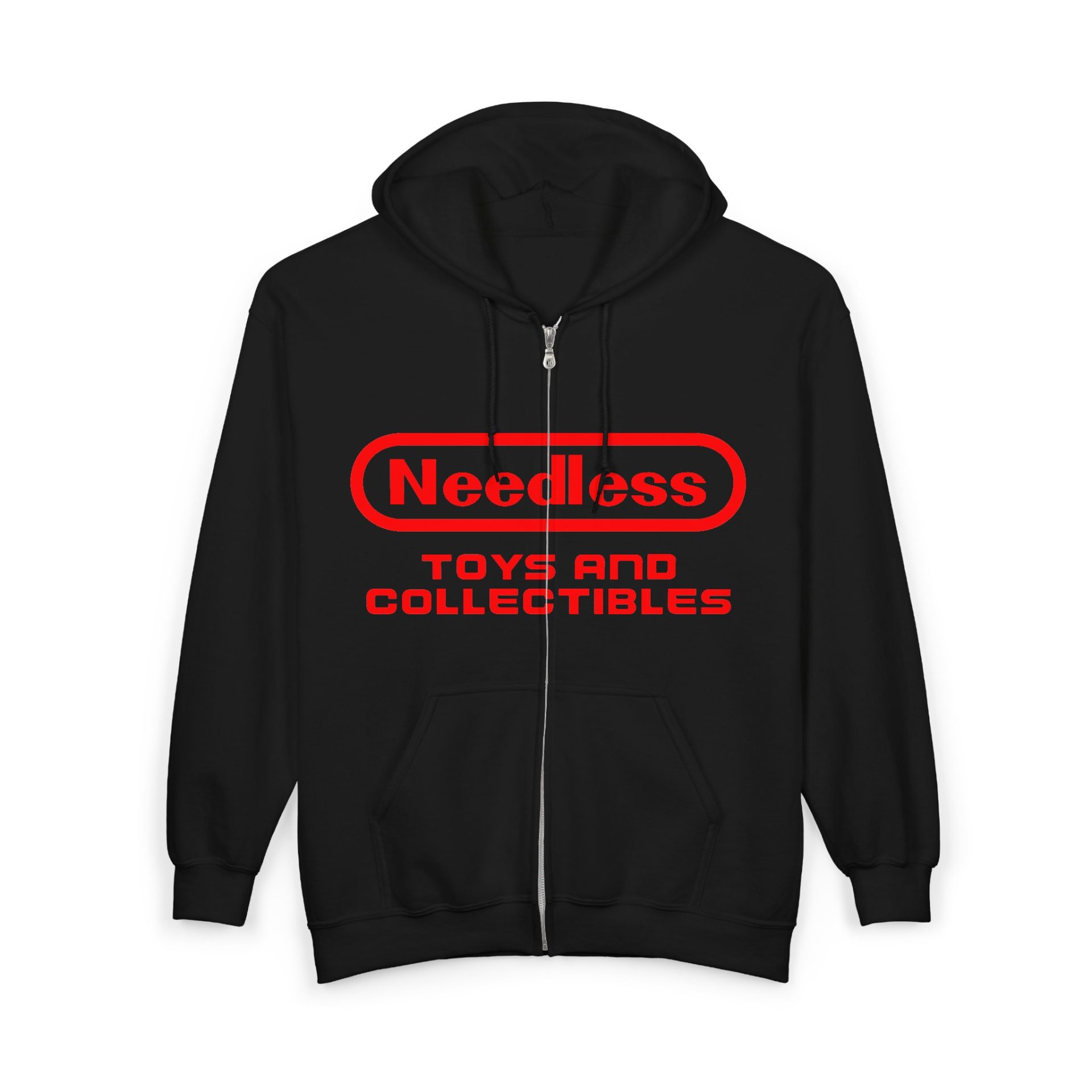 Retro Gamer Red Needless Toys Logo Zip Hoodie